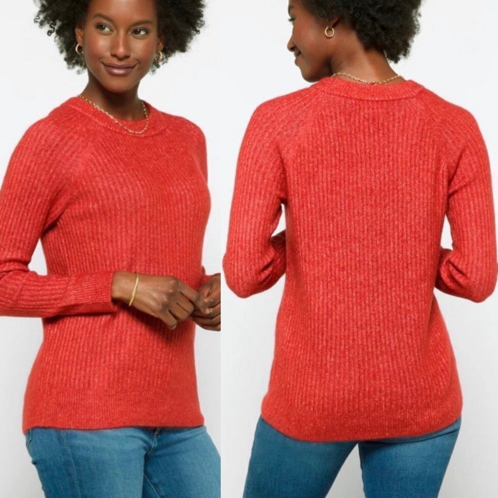 Vero Moda Leroya Sweater Womens Medium Red Ribbed Knit Stitch‎ Fix Academic Cozy